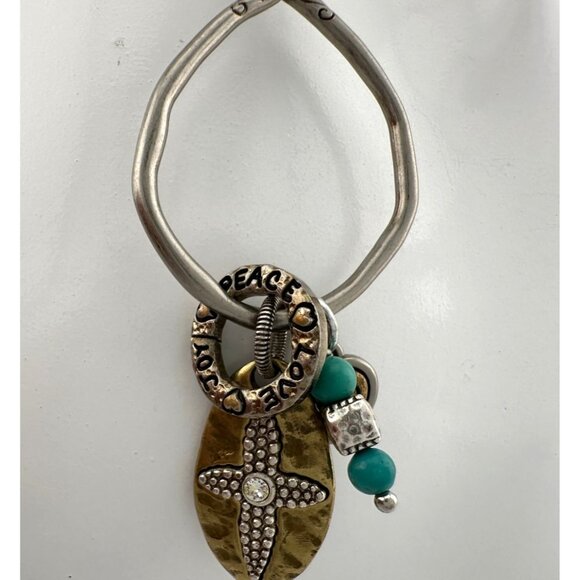 Brighton *BLESSED* Charm Necklace - Joy * Peace * Love w Hearts, Turquoise Beads - Picture 7 of 13
